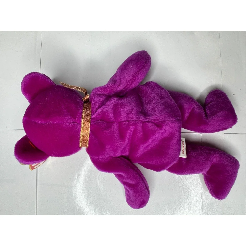 Ty Beanie Babies Millennium Bear Purple Plush 2000 Earth Sun Embroidery Tag 1999